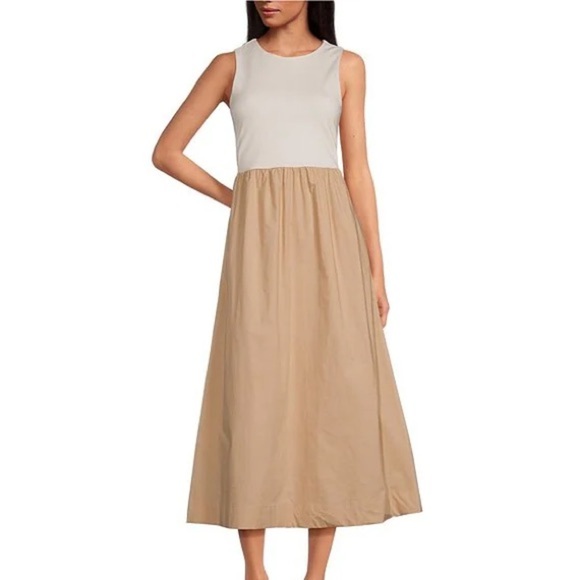 NWT Skies Are Blue Crew Neck Sleeveless Color Block Midi Dress - Picture 1 of 7